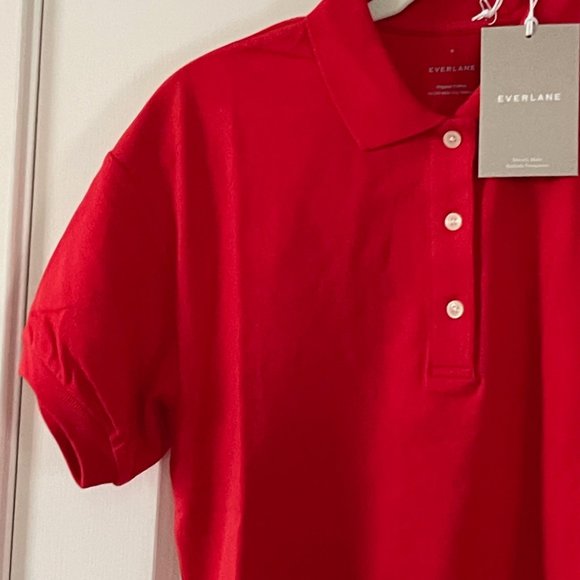 Everlane Red The Oversized Polo Top Shirt Size Small New with Tags - Picture 2 of 11